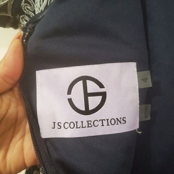JS COLLECTIONS Soutache Cocktail Dress Blue Size 4 - Picture 5 of 15